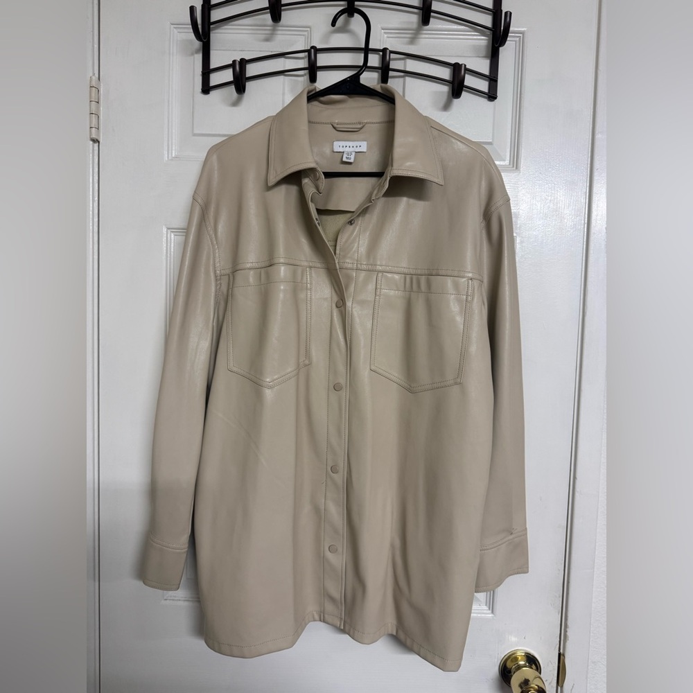 Top Shop Beige pleather Shirt Jacket